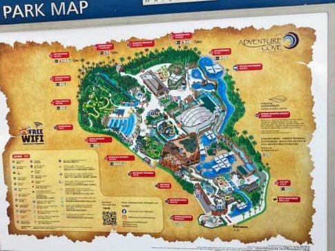 アドベンチャー・コーブ・ウォーターパークの入口に置いてある地図